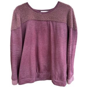 Andree by Unit Women Maroon Crewneck Sherpa‎ Sweatshirt Mixed Media Size Large